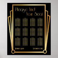 Black & Gold Art Deco 12 Tables Seating Chart