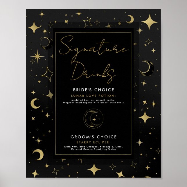 Affiche Black & Gold Celestial Moon Stars Signature Boisso (Devant)
