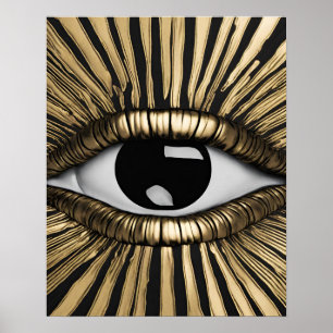 Affiche Black Gold Eye Wall Art