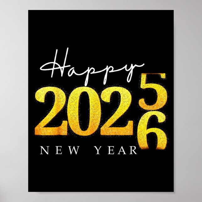 Affiche Black Gold Happy New Year 2026 New Years Eve Party (Devant)