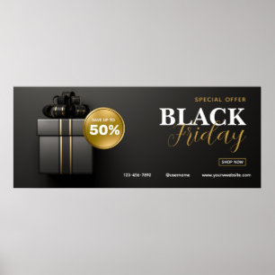 Affiche Black Gold Modern Black Vendredi Vente à l'extérie