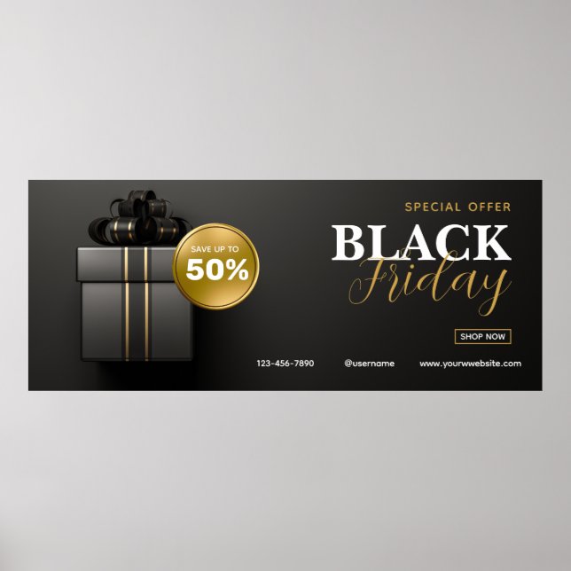 Affiche Black Gold Modern Black Vendredi Vente à l'extérie (Devant)