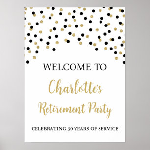 Affiche Black Gold Retraite Party Personnalisé 18x24