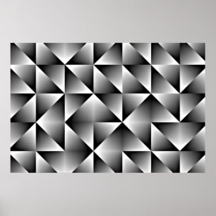 Affiche Black Gray White Gradient Squares Triangles Art