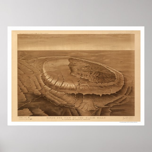 Affiche Black Hills of Dakota Birdseye View 1880 (Devant)