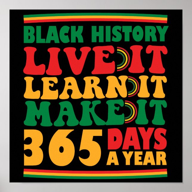 Affiche Black History Live It Apprenez-Le Faire 365 Jours (Devant)