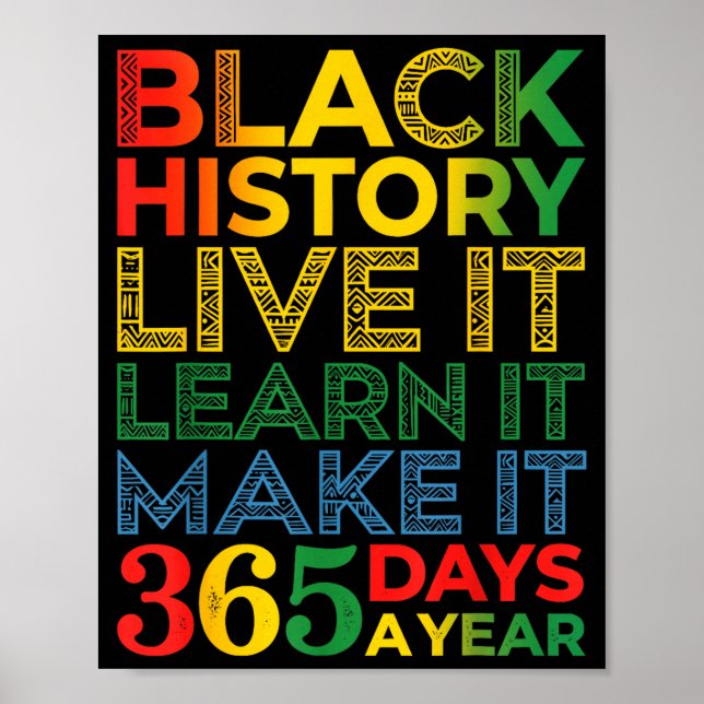 Affiche Black History Live It Learn It Make It 365 Days A  (Devant)
