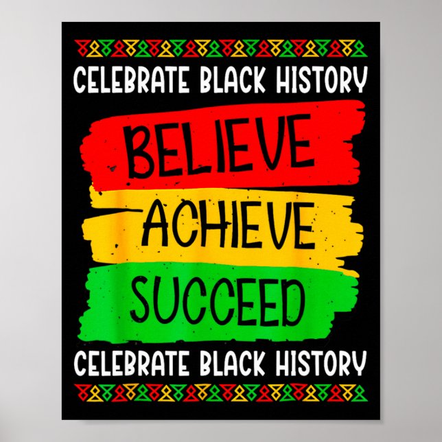 Affiche Black History Month Believe Achieve Succeed Melani (Devant)
