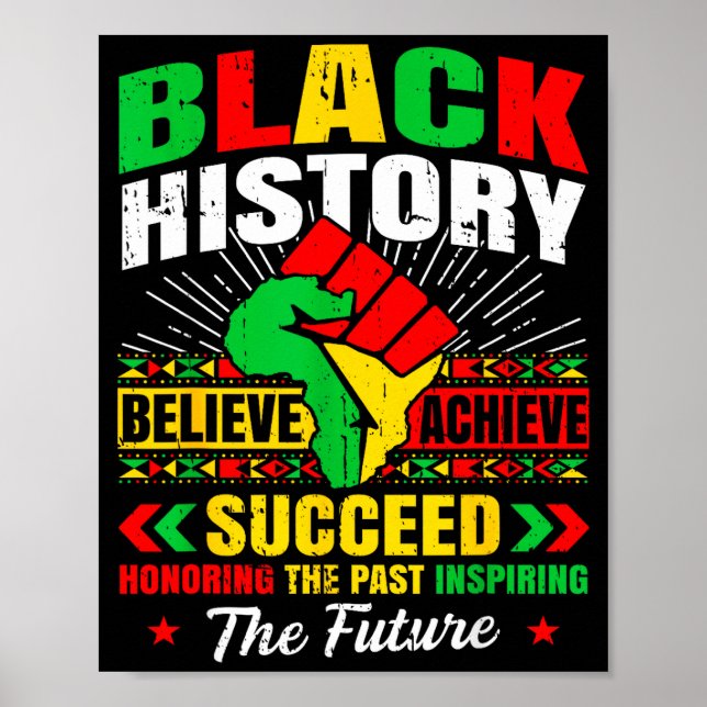 Affiche Black History Month Believe Achieve Succeed Melani (Devant)