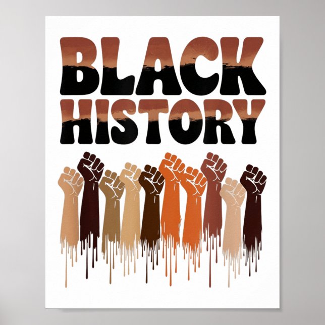 Affiche Black History Month Hands Symbol Afro Motivation  (Devant)