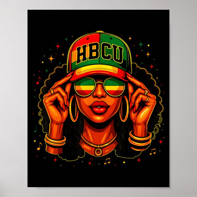 Affiche Black History Month Hbcu Black Afro Educated Girl  (Devant)