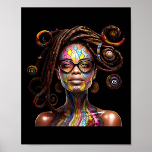 Affiche Black History Moth Loc'd Hair Art Black Queen Afr