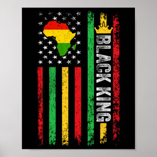 Affiche Black King Melanin African American Flag Black Son