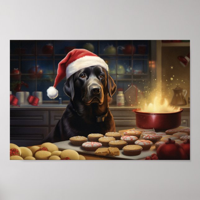 Affiche Black Lab Christmas Cookies Festive Holiday (Devant)