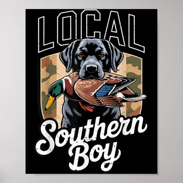 Affiche Black Lab Dog Local Southern Boy Camo Duck Hunting (Devant)