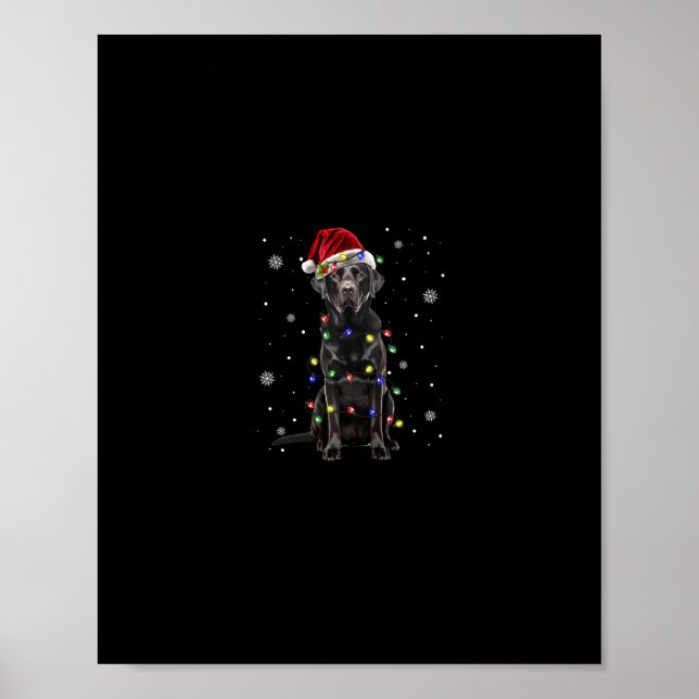 Affiche black lab labrador chien lumières de Noël xmas pèr (Devant)