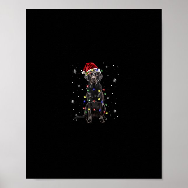 Affiche black lab labrador chien lumières de Noël xmas pèr (Devant)