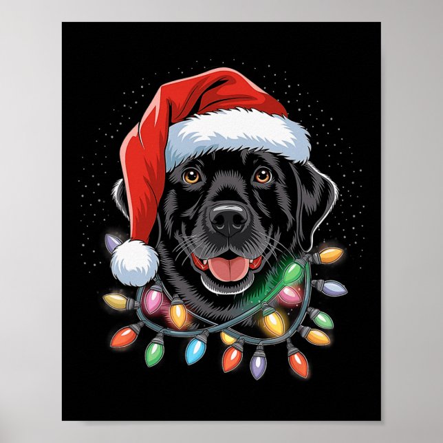 Affiche Black Lab Labrador Christmas Tree Light Pyjama Chi (Devant)