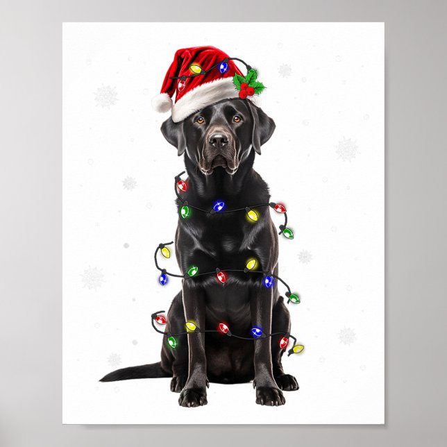 Affiche Black Lab Labrador Christmas Tree Light Pyjama Chi (Devant)