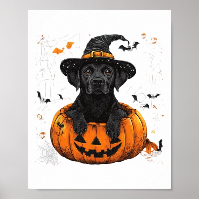Affiche Black Lab Labrador Citrouille Halloween Thanksgivi (Devant)