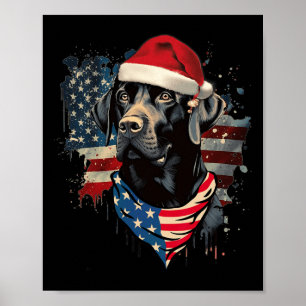 Affiche Black Lab Labrador Vintage Père Noël Pajama de Noë
