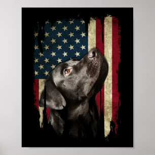 Affiche Black Labrador Gift USA Flag Lab Owner Duck Hunter