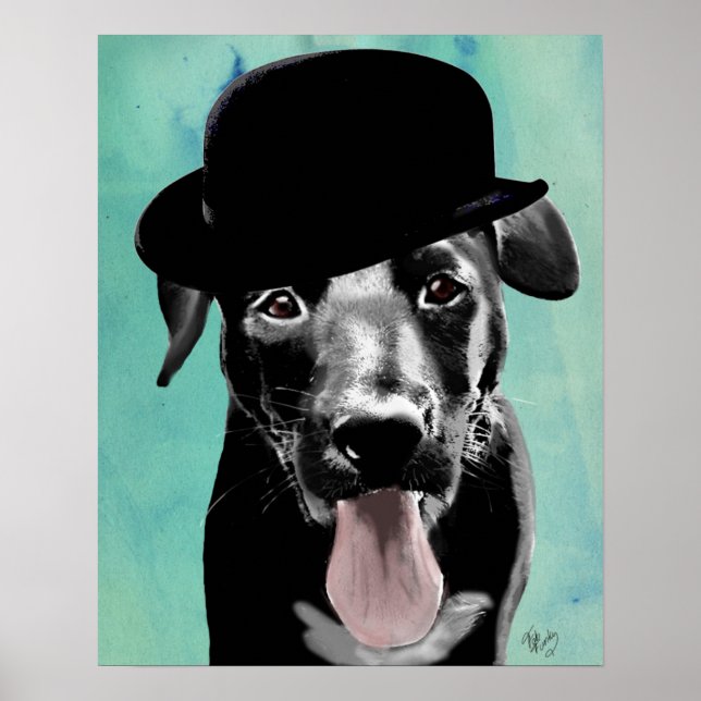 Affiche Black Labrador in Bowler Hat (Devant)