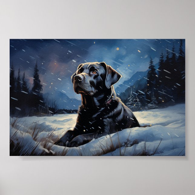Affiche Black Labrador la nuit d'hiver (Devant)