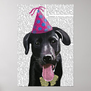 Affiche Black Labrador With Party Hat