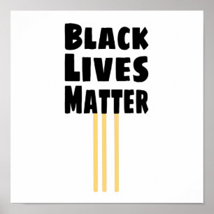 Affiche Black Lives Matt BLM trois rayures jaunes