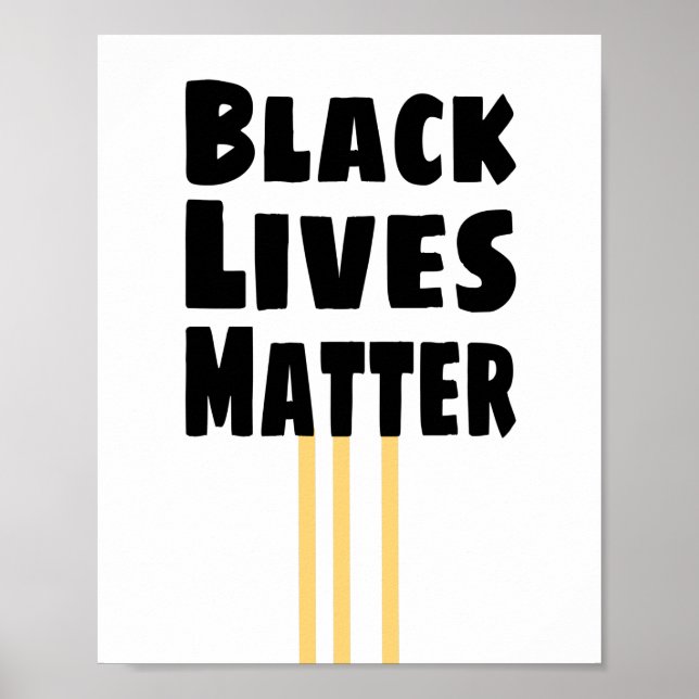 Affiche Black Lives Matt BLM trois rayures jaunes (Devant)