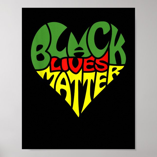 Affiche Black Lives Matt Graphisme Coeur drapeau panafrica (Devant)