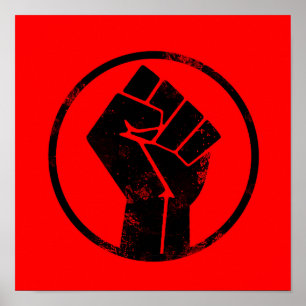 Affiche Black Lives Matter FIST (arrière - plan rouge) #BL