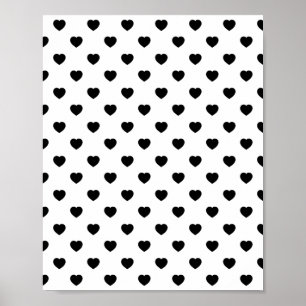 Affiche Black Love Hearts White Background