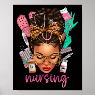 Affiche Black Melanin Nurse Noir Histoire Mois Afro Cheveu