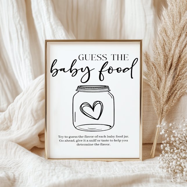Affiche Black Modern Simple Script Baby Guess Baby Food (Créateur téléchargé)