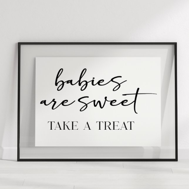 Affiche Black Modern Simple Script Baby Shower Favor (Créateur téléchargé)