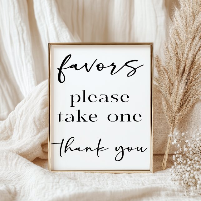 Affiche Black Modern Simple Script Baby Shower Favors (Créateur téléchargé)