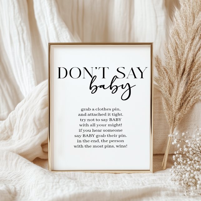 Affiche Black Modern Simple Script Baby Shower Game (Créateur téléchargé)