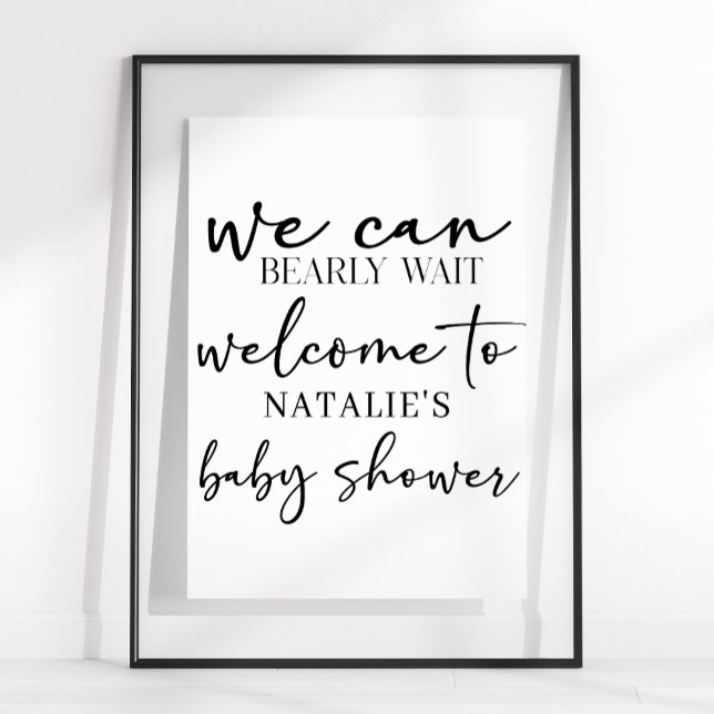 Affiche Black Modern Simple Script Baby Shower Sign (Créateur téléchargé)