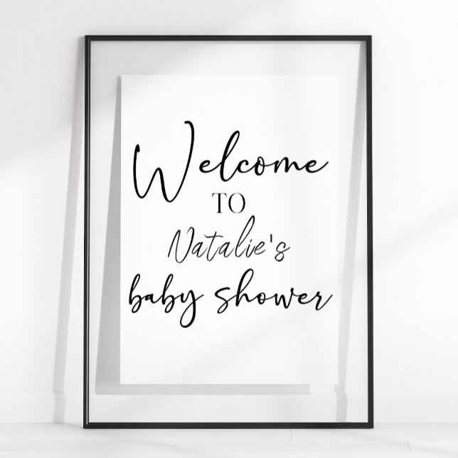 Affiche Black Modern Simple Script Shower Sign (Créateur téléchargé)