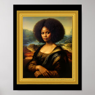 Affiche Black Mona Lisa Afro Reine Africaine Femme Noir So