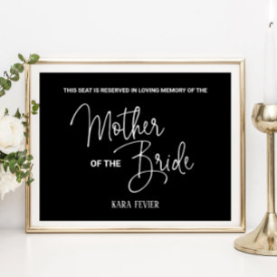 Affiche Black Mother Bride Réservé Siège Mariage commémora