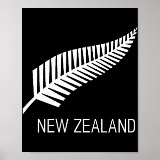 Affiche Black New Zealand Fern Shirt Mens Black Proud Kiwi (Devant)