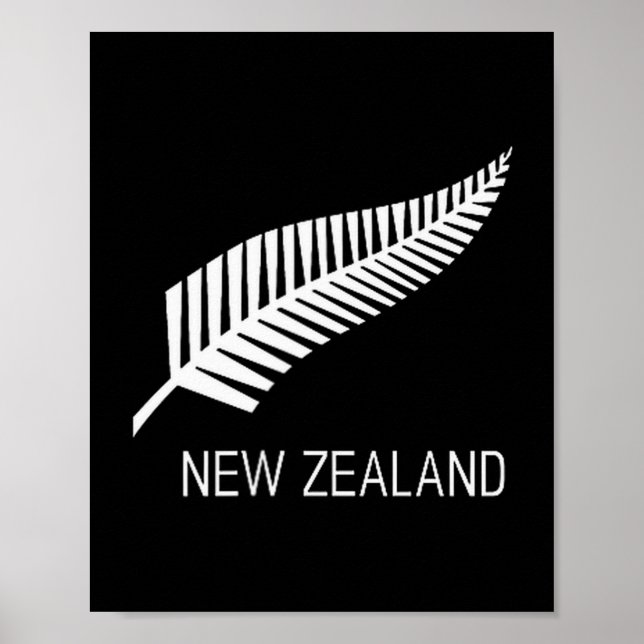 Affiche Black New Zealand Fern Shirt Mens Black Proud Kiwi (Devant)