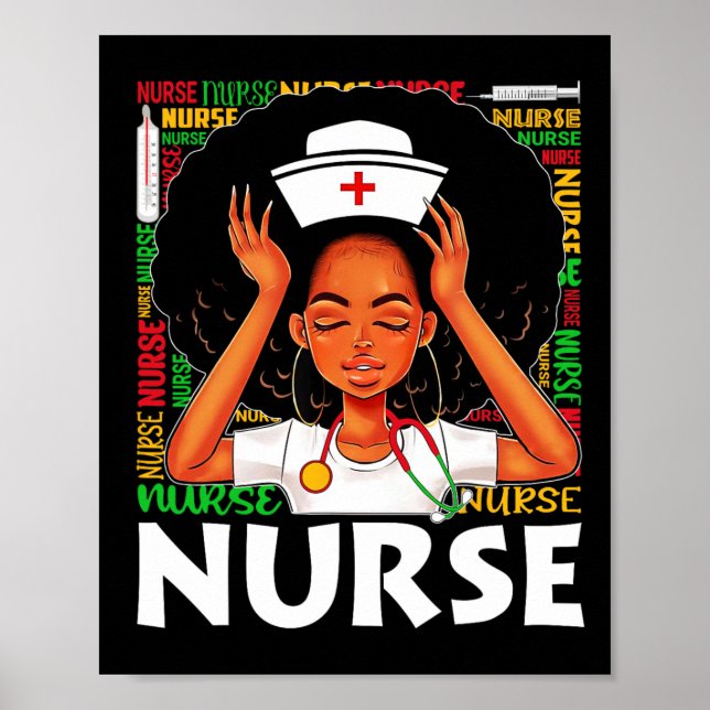 Affiche Black Nurse Afro Femme Junetten Black History Mo (Devant)