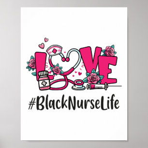 Affiche Black Nurse Love Valentine Day mignonne Femmes Hea