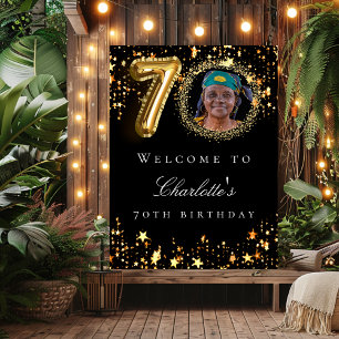 Affiche Black or 70e photo anniversaire fête bienvenue