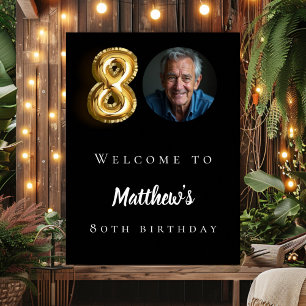 Affiche Black or 80e photo anniversaire fête bienvenue