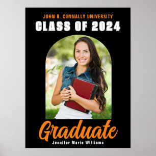 Affiche Black Orange Graduate Photo 2023 Graduation Party